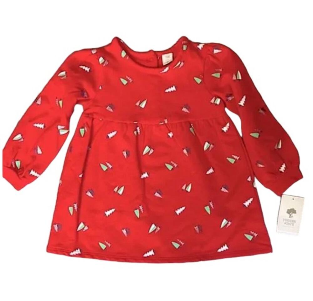 NWT Tucker + Tate Red Christmas Tree Glitter Long Sleeve Dress Size 18 M